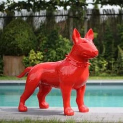 Statue Bull Terrier Rouge Laquée - Tex Artes