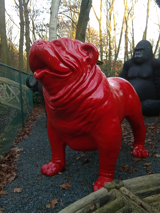 Statue Bulldog Anglais XXL Rouge Laqué - Tex Artes – Image 2