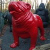 Statue Bulldog Anglais XXL Rouge Laqué - Tex Artes