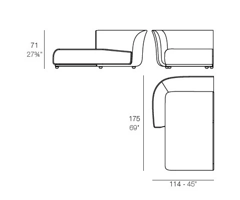 Canapé Suave - Module Chaise Longue Droit - Vondom – Image 3