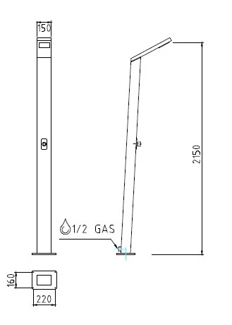 Douche D'Extérieur Solaire Solaris Tête De Douche Encastrée Noire - Ama Luxury Shower – Image 3