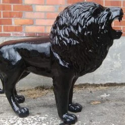 Statue Lion Noir Laqué - Tex Artes